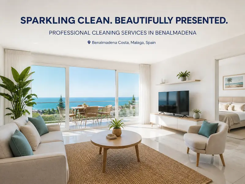 Professional cleaning service team working in a Benalmádena apartment