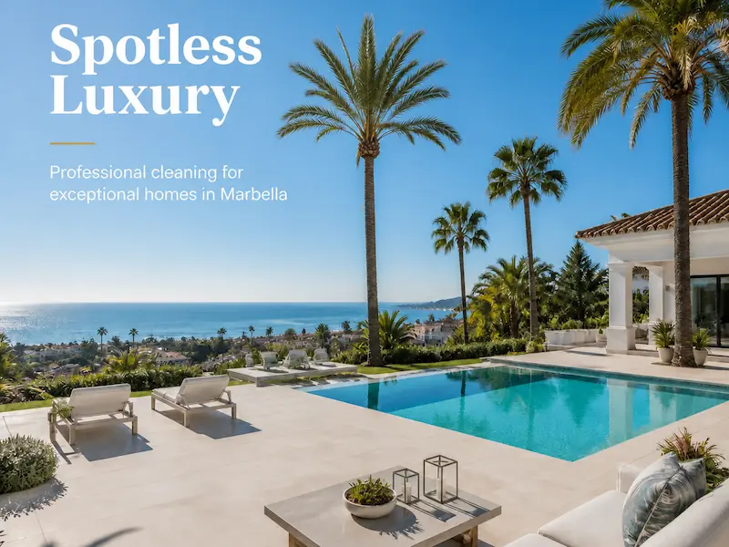 Professional cleaning service team working in a Marbella villa