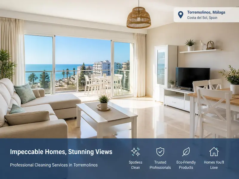 Professional cleaning service team working in a Torremolinos apartment